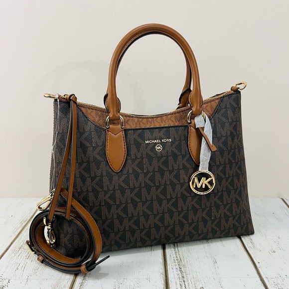 Michael Kors Handbags - Michael Kors Signature Logo Austen Medium Satchel Bag Purse